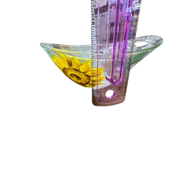 Nella Sunflower Hand Painted Glass Bowls Nesting Set of 2 Sloped Small Candy - Picture 11 of 16